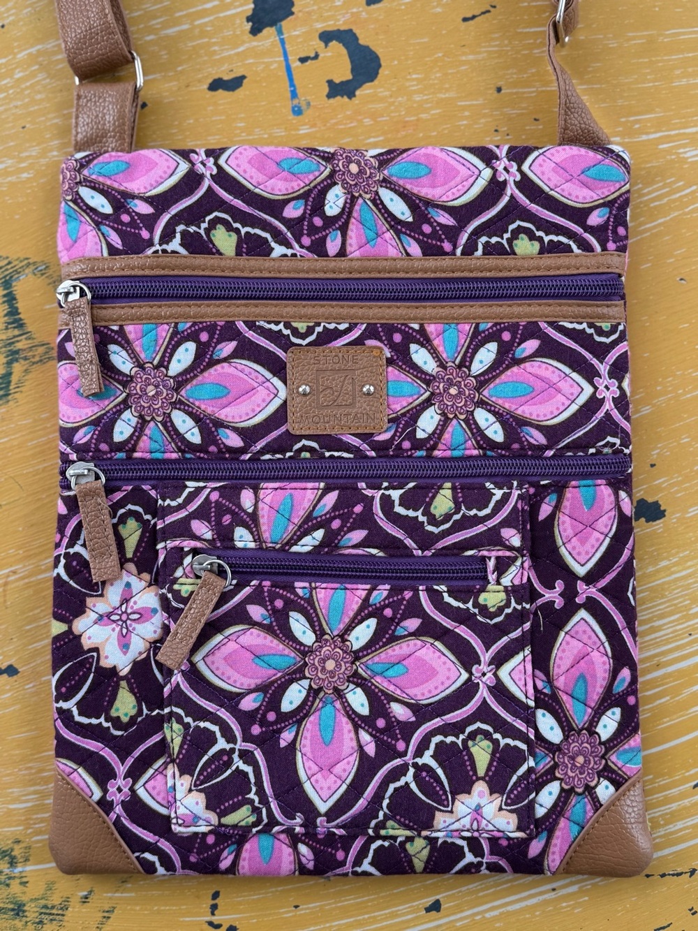 Stone Mountain Accessories Floral Crossbody Bag in Purple and Pink
